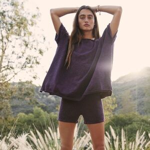 Free People purple winnie sweater short set
